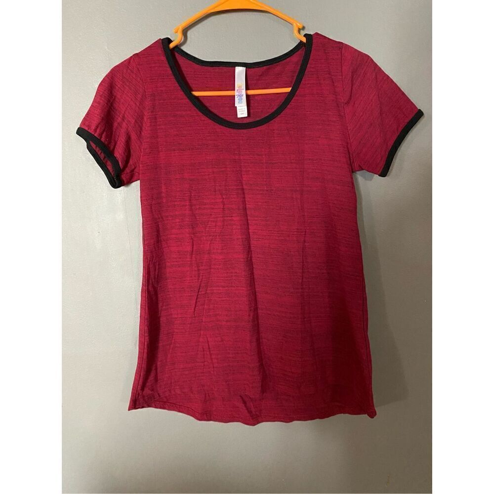 LulaRoe Heathered Red Short Sleeve Shirt Size XXS